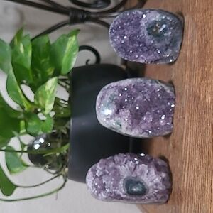 3 Piece Set Uraguayan Amythyst Druzy Freeform